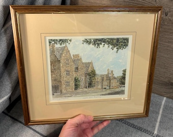 Lámina enmarcada de edición limitada 410/850 firmada por Philip Martin, del hotel Lygon Arms en Broadway / Coleccionables de Cotswolds / Pueblos ingleses