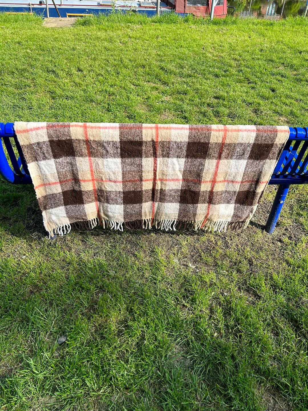 Vintage Made in Italy Collins Blanket Acryl Plaid Acrylic Blanket