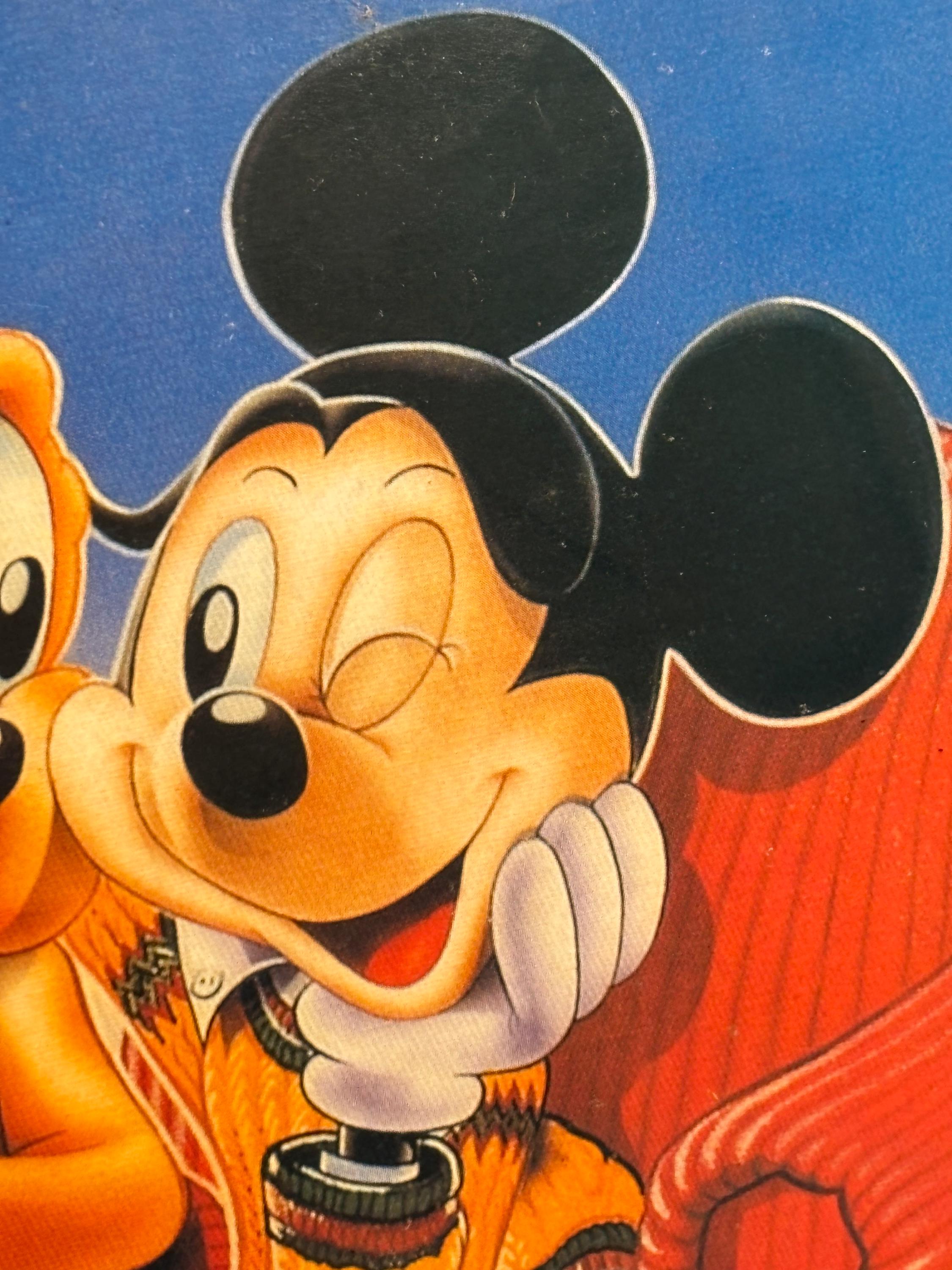Vintage Disney Mickey Mouse and Pluto Natural Wood Framed Print