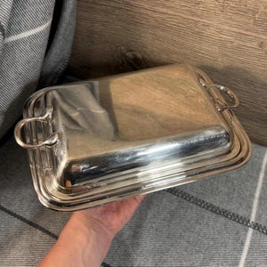 Vintage EPNS Warming Serving Platter Tray Made in England | Silver Plated Lidded Rectangular Entrée Serving Dish | English Silverware Server