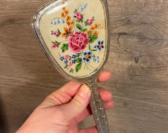 Vintage Kitsch Pretty Plastic Replica Imitation Reproduction Hair Brush | Boudoir Dressing Table & Accessories | Feminine Floral Collectible