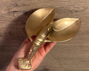 ヴィンテージ風真鍮製ロブスター用小型受け皿｜多用途で汎用性の高い真鍮製トレイ｜装飾的な収納ディスプレイ｜ビーチハットのインテリアに最適