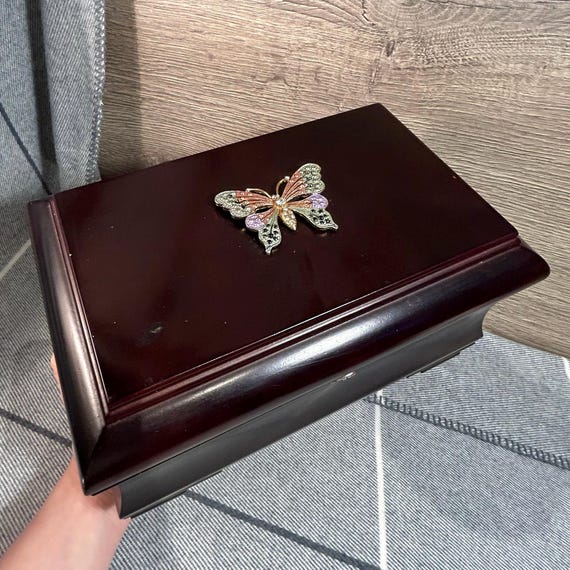 Vintage Large Rectangular Burgundy Colour Jewelle… - image 1