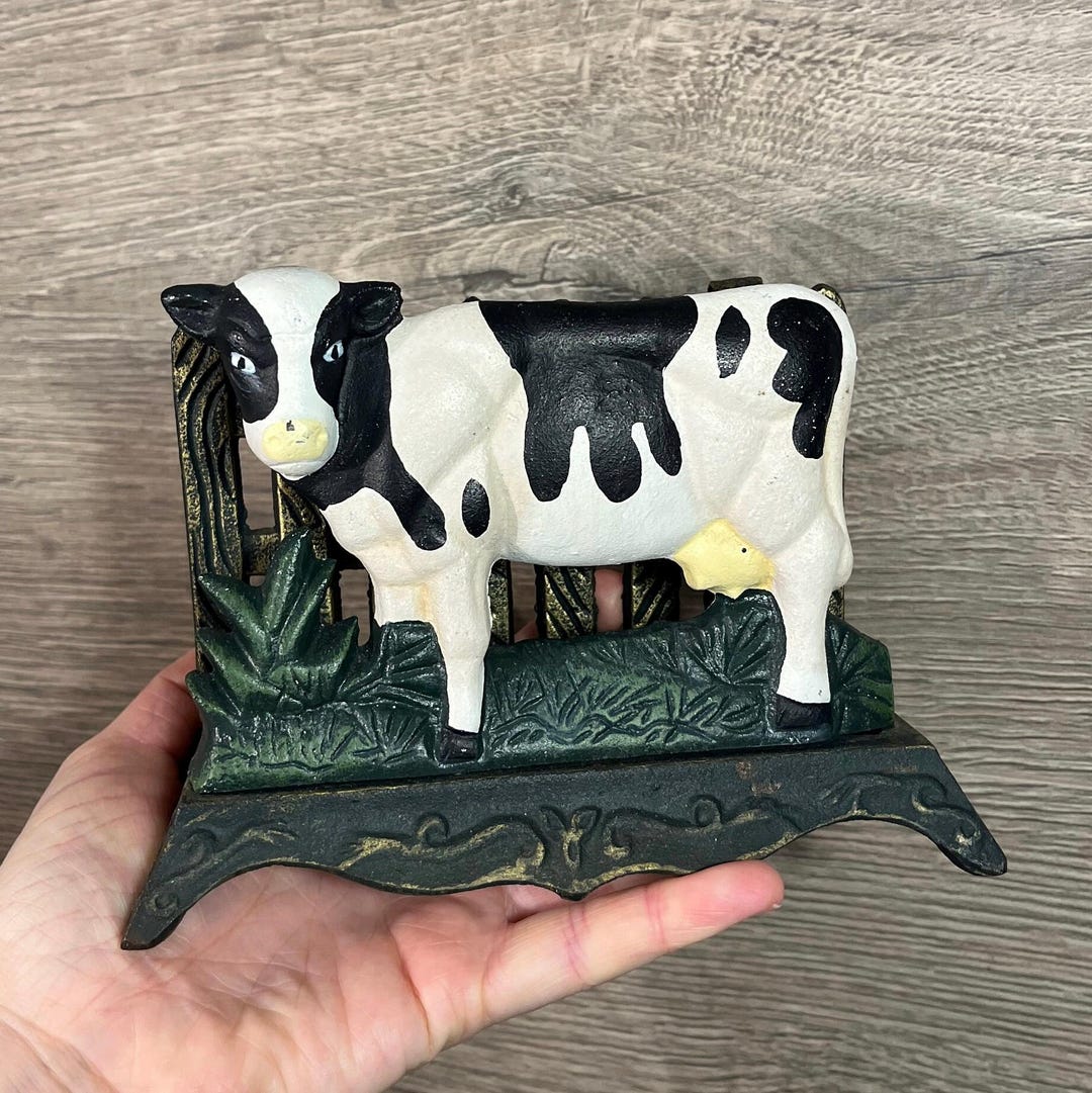 Cow Letter Rack Vintage Farmhouse Rustic Cast Iron Metal Napkin Letter Mail Rack Holder ...