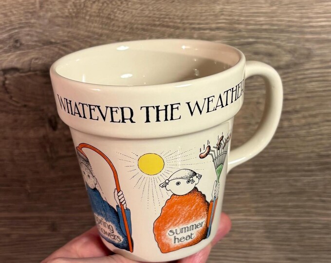 Vintage Simon Drew Whatever the Weather Flower Pot Shaped Ceramic Mug ...