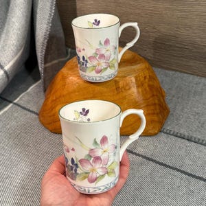 Vintage Kingsbury Fine Bone China Floral Mugs Staffordshire Tableware Made in England | English Cuppa Brew | Florist & Gardener Collectibles