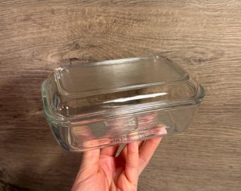 Vintage Arcoroc France Rectangular Classic Clear Glass Ribbed Lid Butter Dish | Daily French Kitchenalia | Breakfast Companions & Essentials