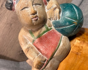 中国時代物　28cm大型鉢　人物画　子供 中国時代物 28cm大型鉢 人物画 子供