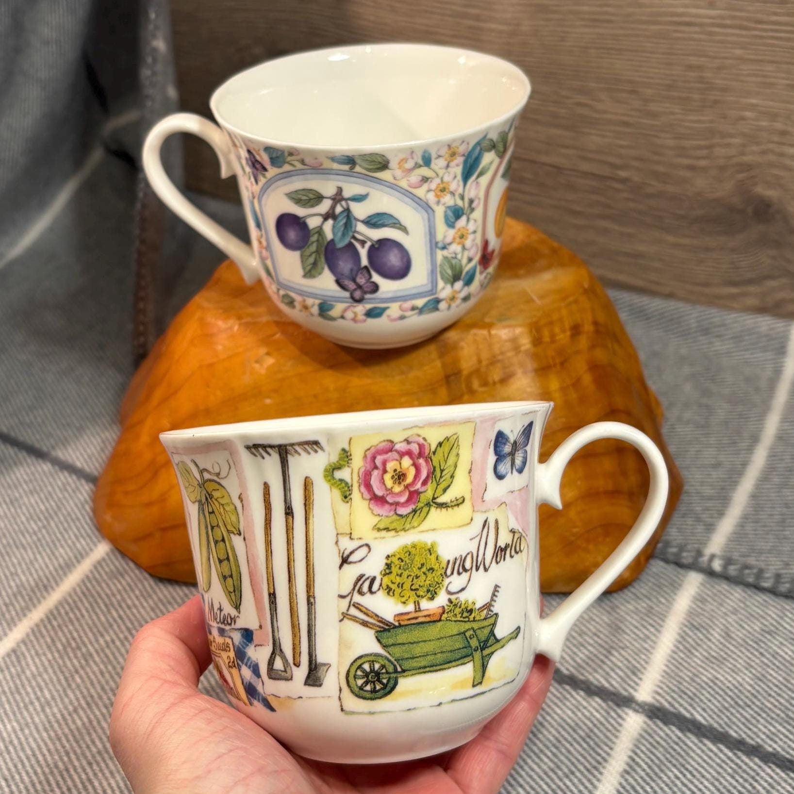 グラス/カップ ROY KIRKHAM Vintage 1997 Roy Kirkham My Garden & Prunus Fine Bone China Mugs