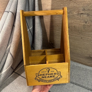 Preloved Shepherd Neame 4 Beer Bottle Wooden Carry Caddy Case | Britain's Oldest Brewery Crate Holder | Faversham England Pub Collectibles