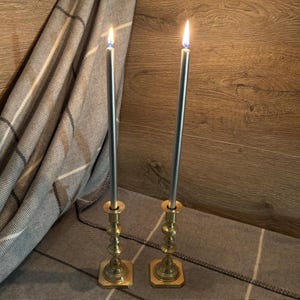 Vintage Solid Brass Matching Candle Holders | Set of 2 Brass Candlesticks | Traditional English Decor Collectibles | MCM Retro Dinner Party