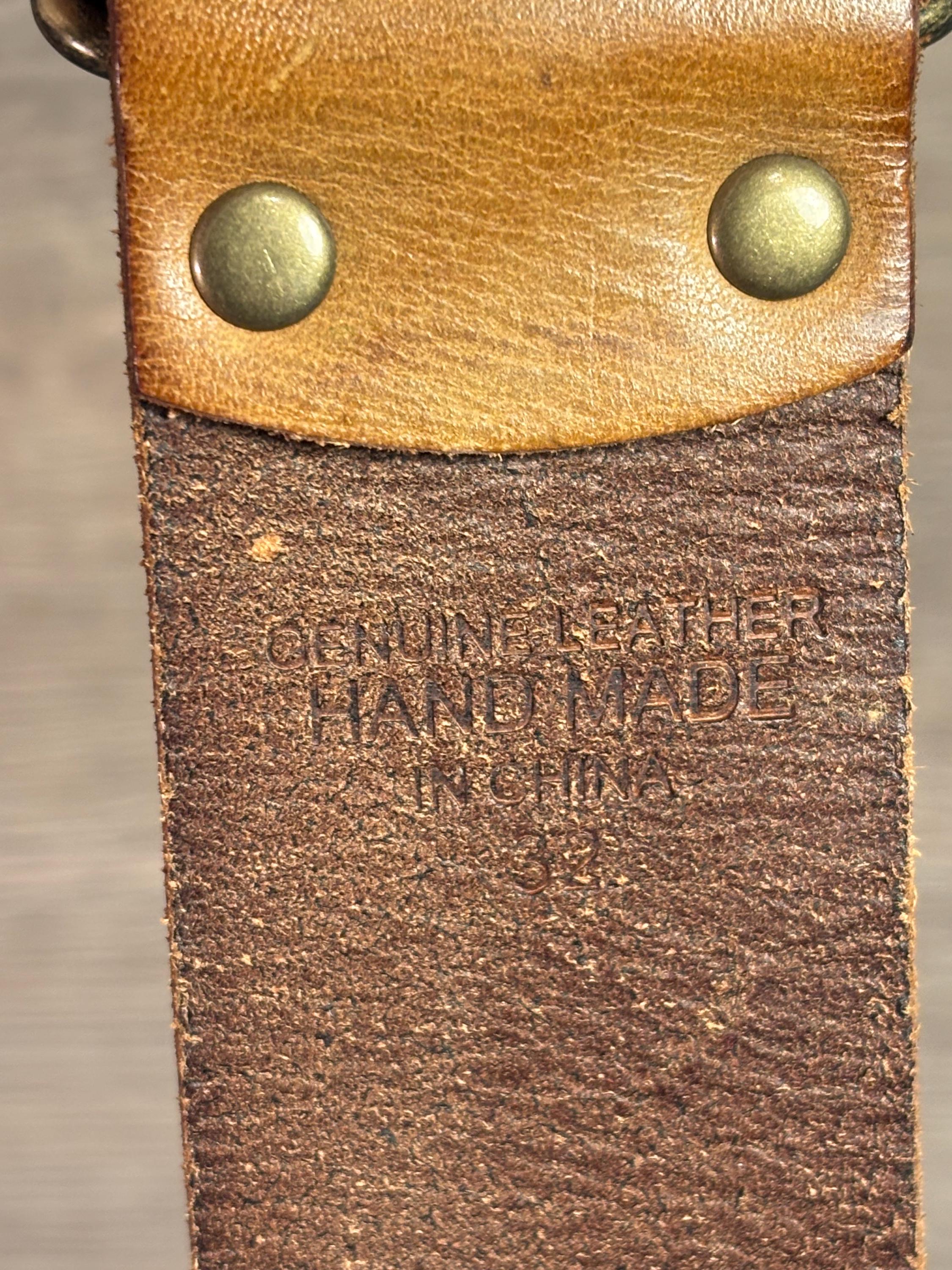 Linea‎ Pelle Vintage Leather belt Hand Stitched design Pristine 32 Vintage 32 main image 4