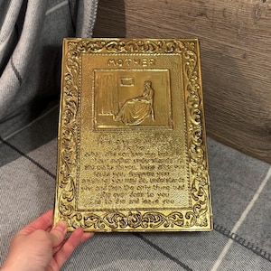 Vintage &#39;Mother&#39; Brass Embossed Poem Plaque Wall Hanging | Mother&#39;s Day & Birthday Gift | Traditional Family Collectibles | Close Bonds Art
