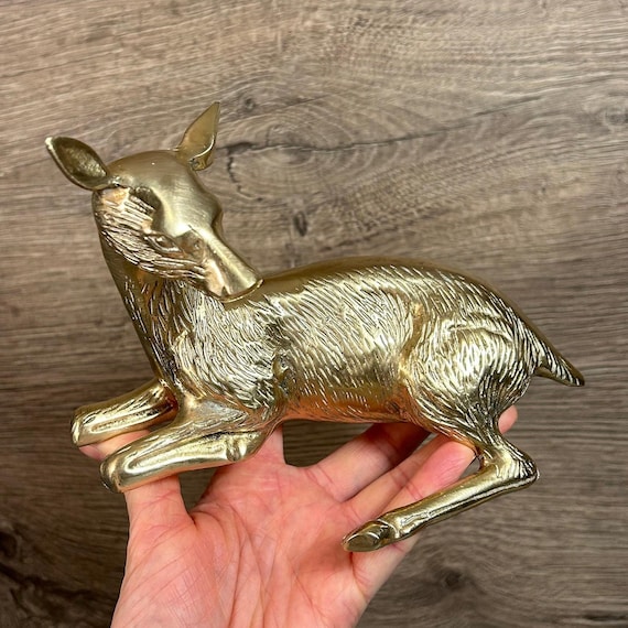 ヴィンテージ ミッドセンチュリー ソリッドブラス 重厚な子鹿の像