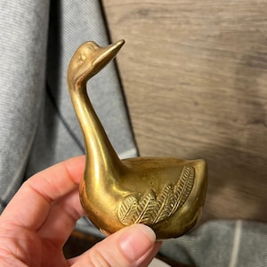 Vintage Brass Swan Figurine | Solid Brass Swan Statue | Mid Century Brass | Brass Statue