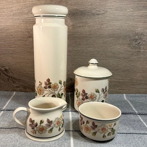Vintage St Michael Marks & Spencer Autumn Leaves Retro Kitchenalia Set of 4 | 1980s Traditional Kitchen | English Home Decor Collectibles