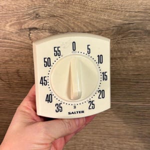 Vintage Salter Kitchen Cooking & Baking Kitchen Budzik Jajko Timer | Retro Biały Plastikowy Przełącznik Obrotowy Pomoc w Gotowaniu Gadżety | Kitchenalia