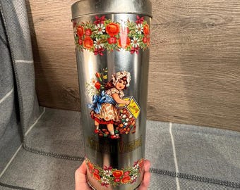 Vintage Alto Redondo Plata Tono Italiano Amaretti Virginia Soffici Sassello Liguria Estaño / Coleccionables de Italia / Decoración del Hogar Mediterráneo