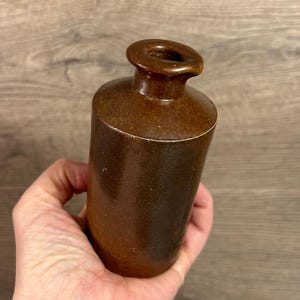 Vintage Collectible Antique Lovatt Langley Mill Notts Pottery Brown Salt Glazed Stoneware Ink Bottle with Pouring Spout | Office Study Decor