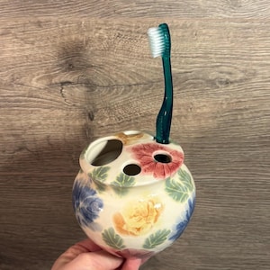 Vintage Park Rose Bridlington England Floral Keramik 4 Zahnbürstenhalter und Zahnpasta Stand | Badezimmer Accessoires | Englische Sammlerstücke