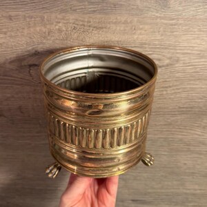 Vintage Brass 3 Lion Paw Claw Small Round Footed Indoor Planter | Florist Gardener and Botanist Home Accessories | MCM Rustic Boho Interiors