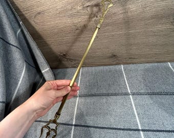 Tenedor rústico vintage de latón macizo para tostar / Accesorios y herramientas para chimeneas / Decoración tradicional inglesa para el hogar / Arte rústico de latón para chimenea
