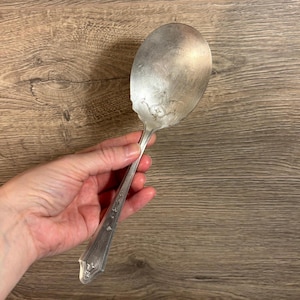 Vintage Oneida Community Made Tudor Plate Made in USA Large Serving Spoon | Ornate Decorative American Flatware | Old New York Collectibles