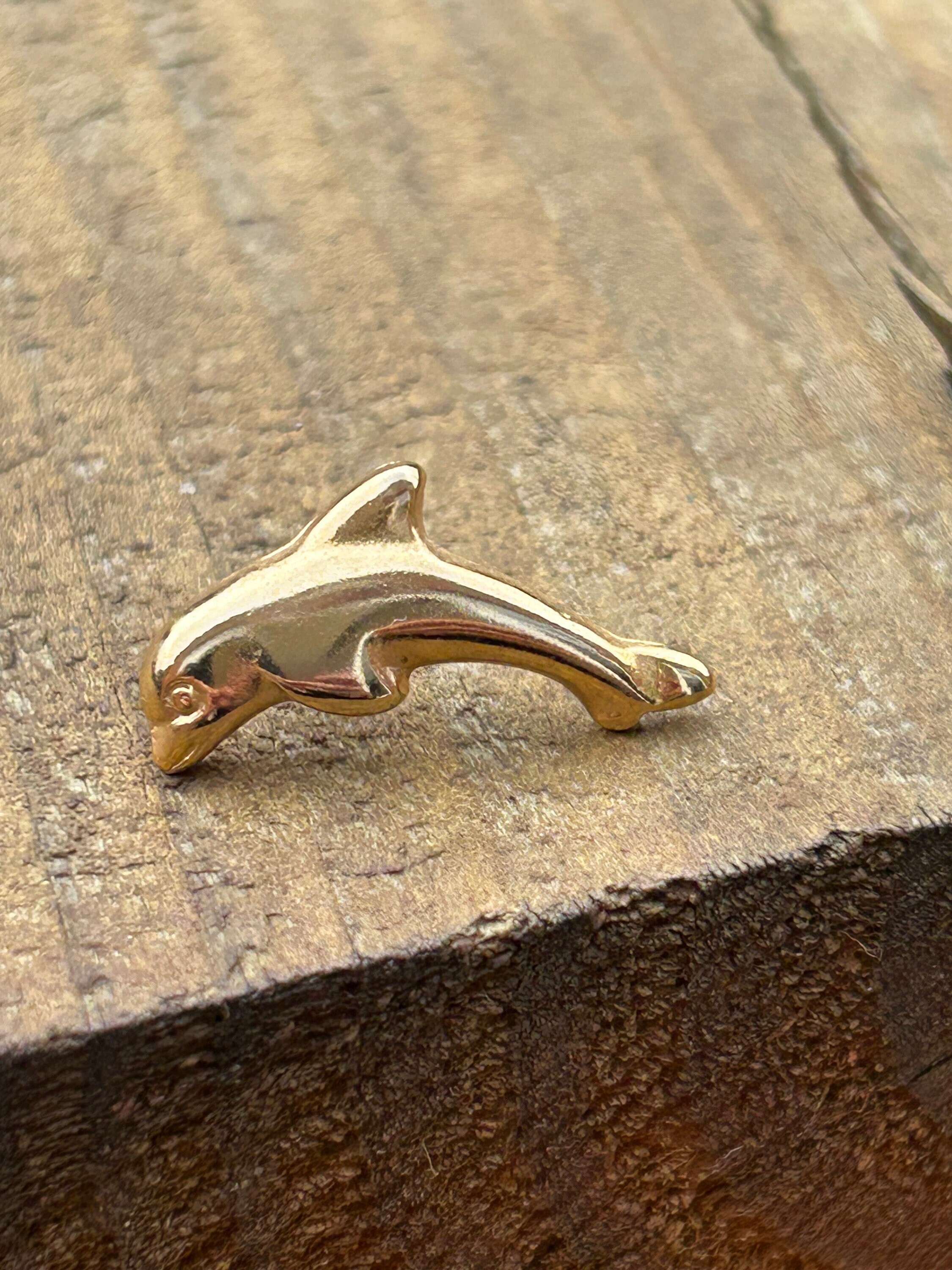 Vintage Gold Tone Gibraltar Dolphin Lapel Pin Blue Ocean Marine Animals Nautical Accessory and Jewellery Intelligent Aquatic Mammal