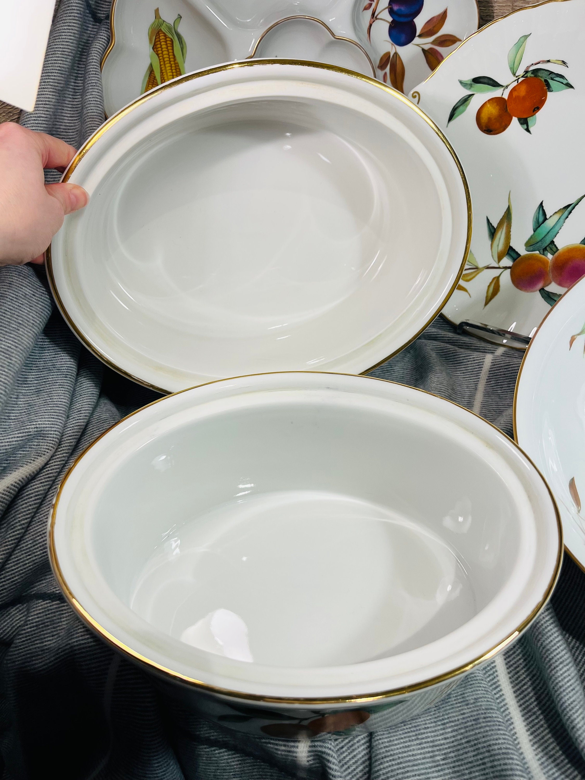 Vintage 1961 Royal Worcester Fine Porcelain 'evesham' and 1974