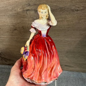 Estatua de dama Paragon 'Spring' EB55, de porcelana fina pintada a mano, vintage de 1930. Coleccionable tradicional, fabricada en Inglaterra. Decoración del hogar.