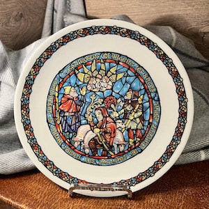 Vintage 1980 Porcelain Henri D&#39;Arceau Limoges Noel Vitrail Porcelain Limoges France Plate Number AT 948