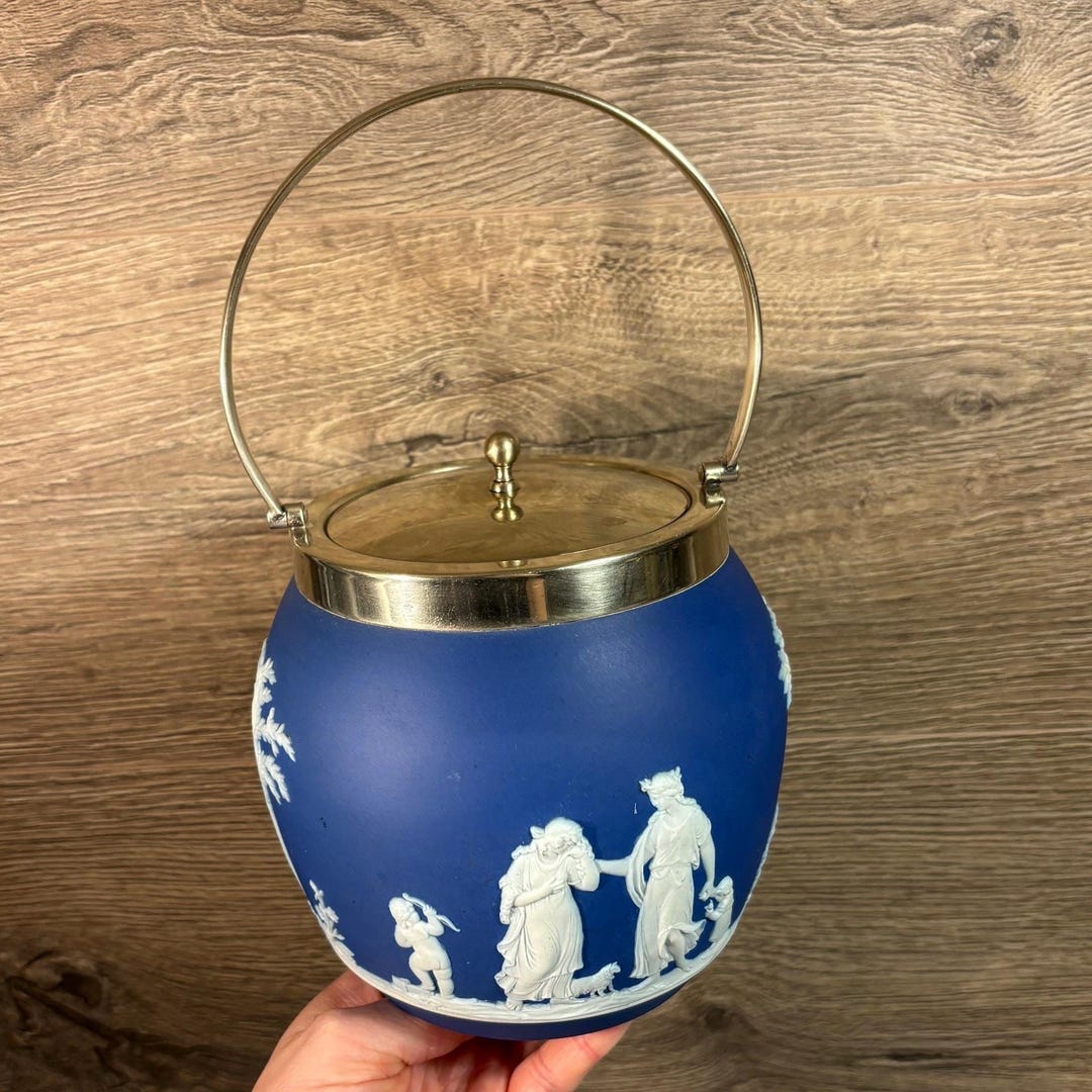 英国アンティークトーキーコテージモットーウェアビスケットバレル