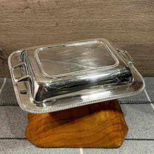 Vintage Stamped Silver Plated SM & Co Ltd Sampson Mordan Lidded Rectangular Tureen Warming Serving Platter Tray Dish | Downton Abbey Decor