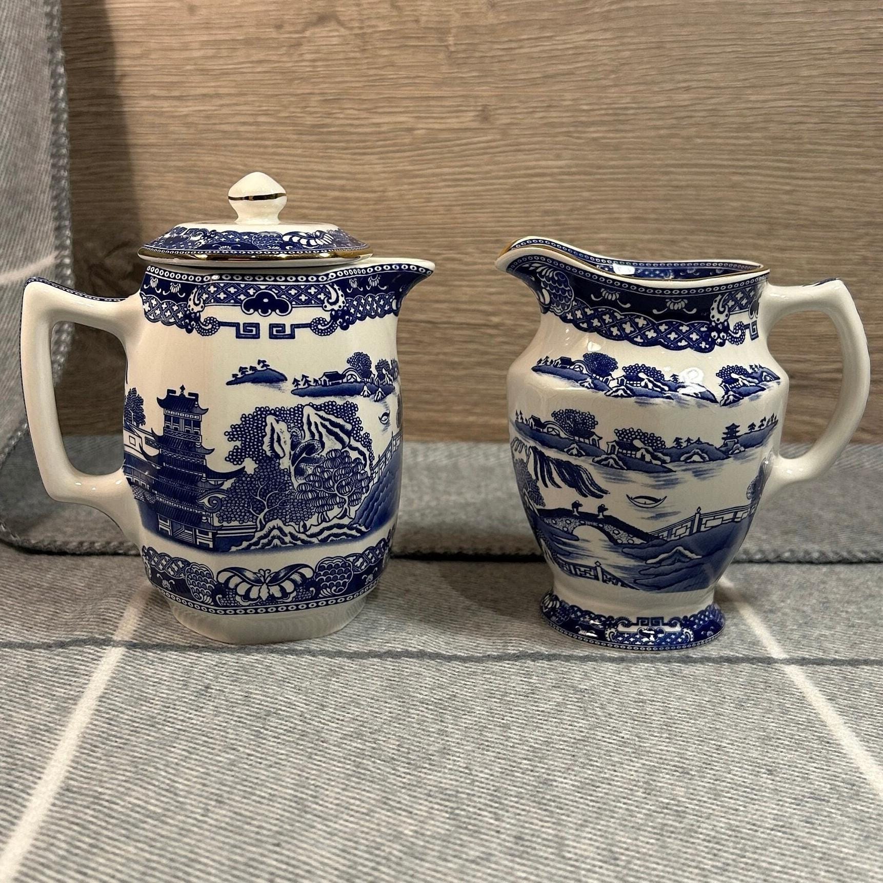 ヴィンテージ リングトンズ 蓋付き コバルトブルー&ホワイト ティー