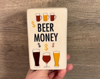 Preloved Beer Money Pretty Penny Bank | Coin Money Box | Cash Savings Storage | Tipple & Party Time | Man Cave Essentials | Stout Bitter Ale