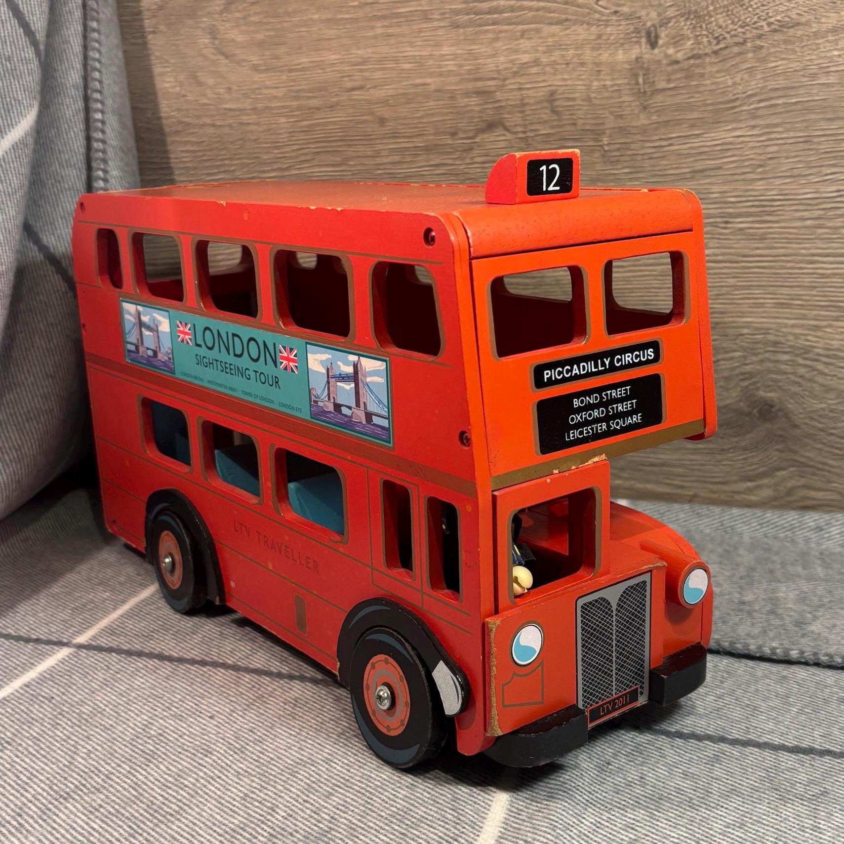 Preloved 2011 Le Toy Van London Double Decker Red Bus Wood Toy