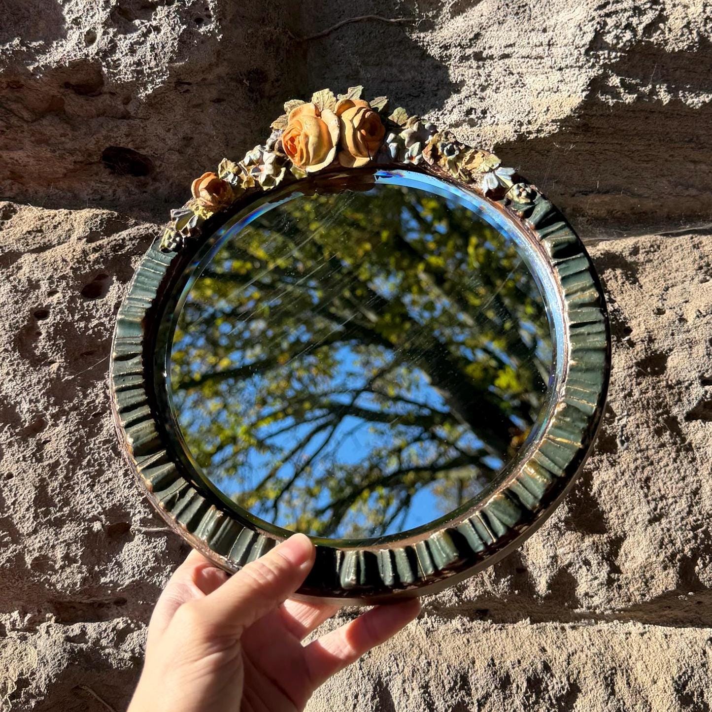 Small Art Deco Barbola Mirror - Etsy