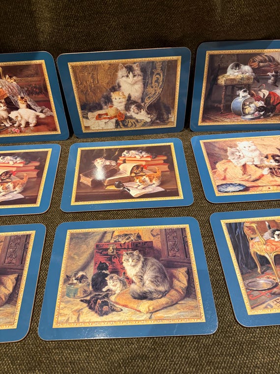 Vintage Nostalgic Cats Jason Mats- Set of 9 Placemats in Original