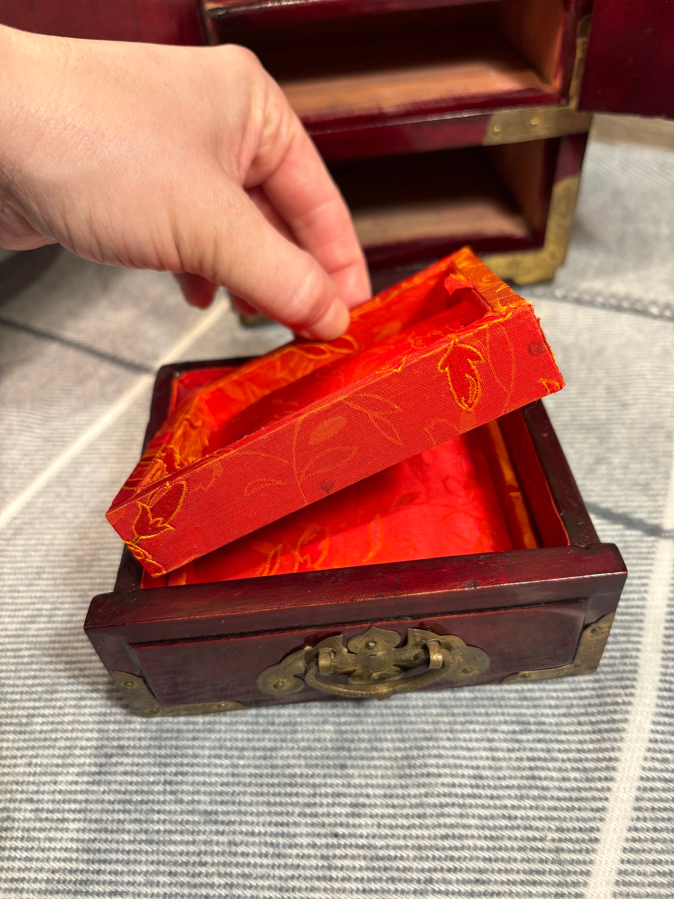 【大注目】 Chinese Vintage Rosewood, Mini Jewellery Jade Carved & Brass コレクション
