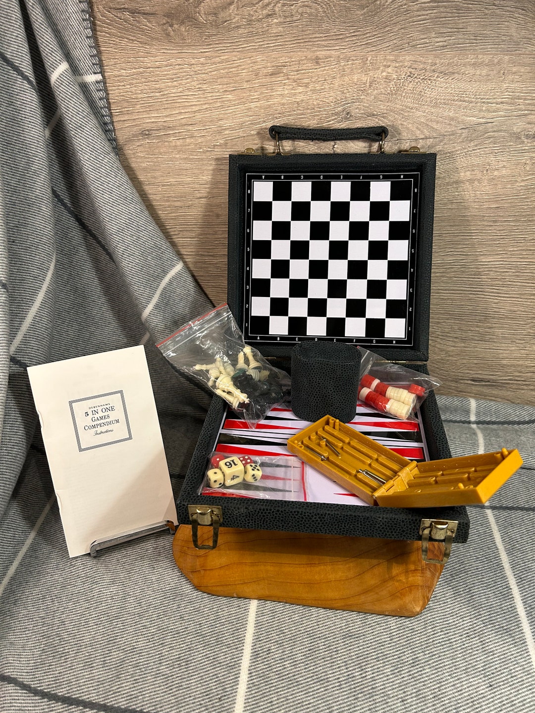 Vintage Debenhams 5 in 1 Compendium of Games in Faux Leather Etsy