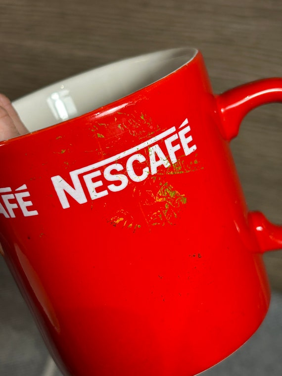 Vintage 1990s Large Red Ceramic Nescafe Coffee Pot Set | Retro Red