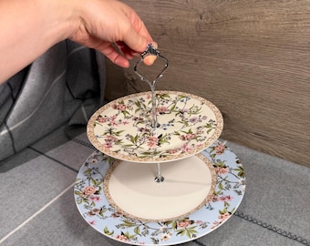 Preloved Victoria and Albert Museum London Fine China Marks & Spencer Inspired Textile England 1788-92 Cake Stand | Floral English Tea Party