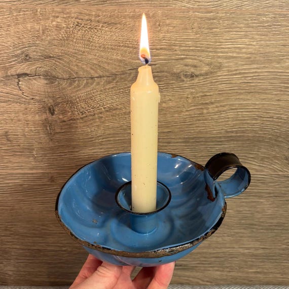 アンティーク雑貨 Antique Enamel Chamberstick Antique Enamel Chamberstick Vintage Blue Enamel Chamberstick