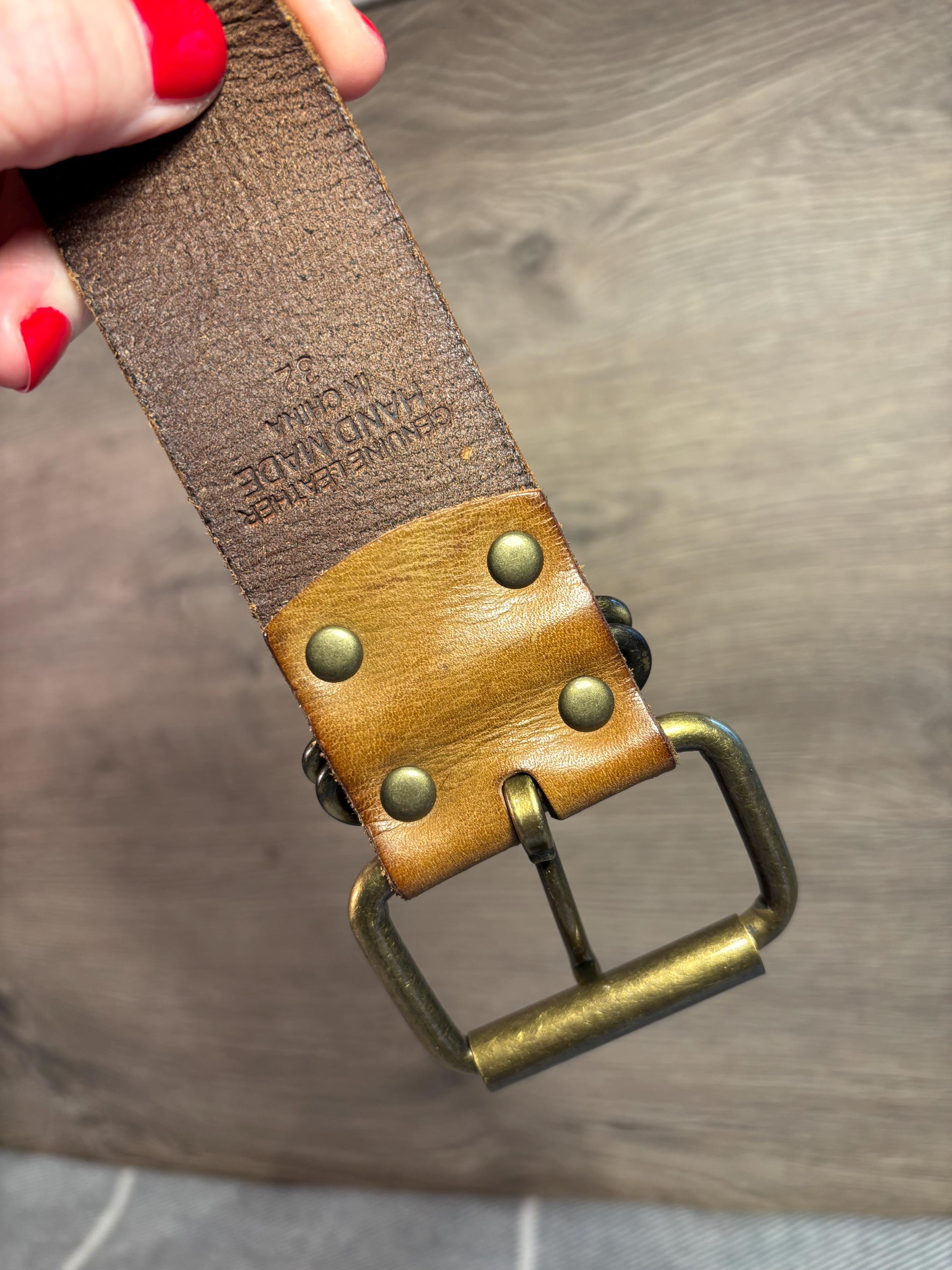 Linea‎ Pelle Vintage Leather belt Hand Stitched design Pristine 32 Vintage 32 main image 2