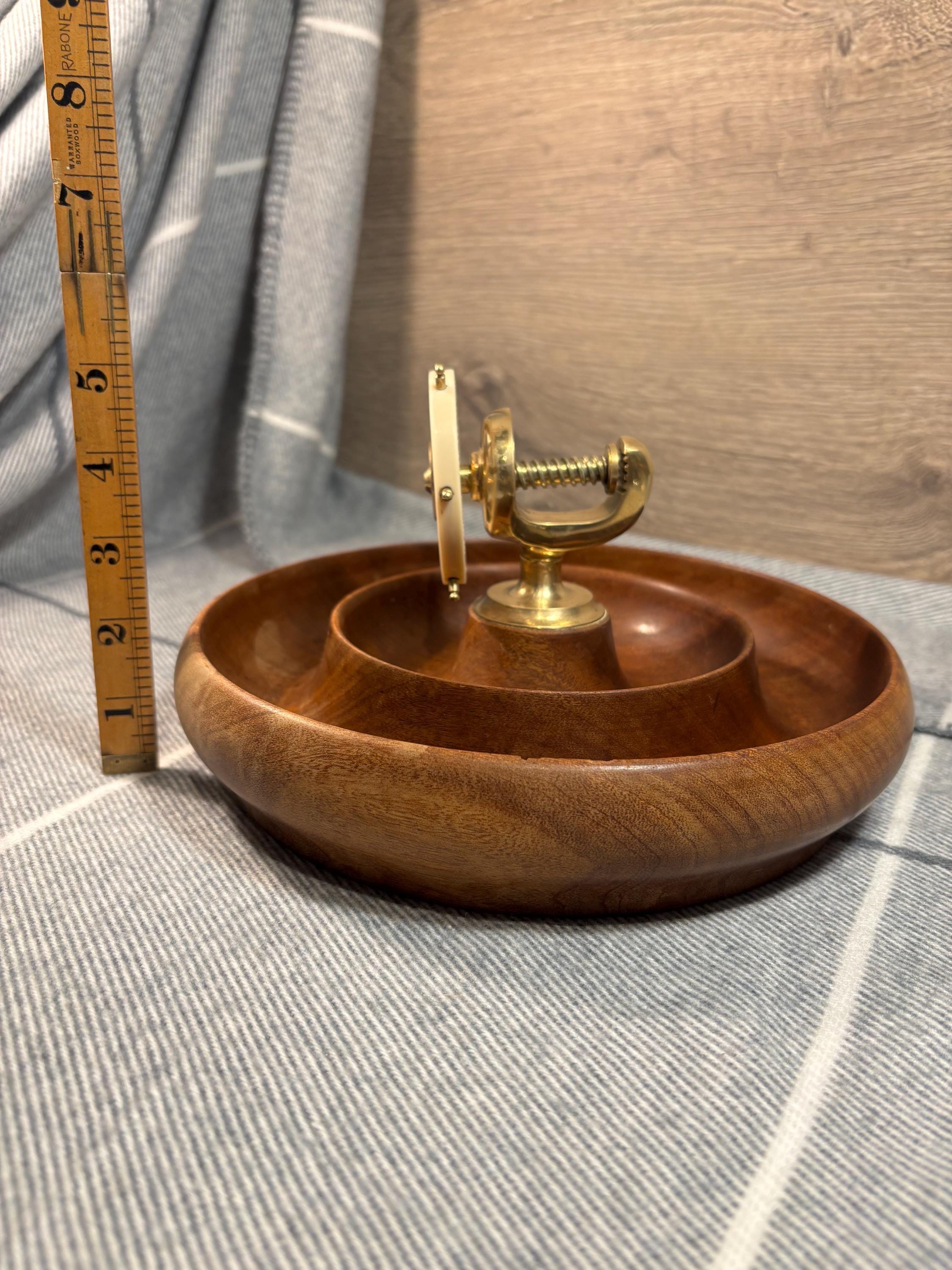 Vintage Nautical Brass, Wood & Ivorine Bakelite Ship's Wheel Large