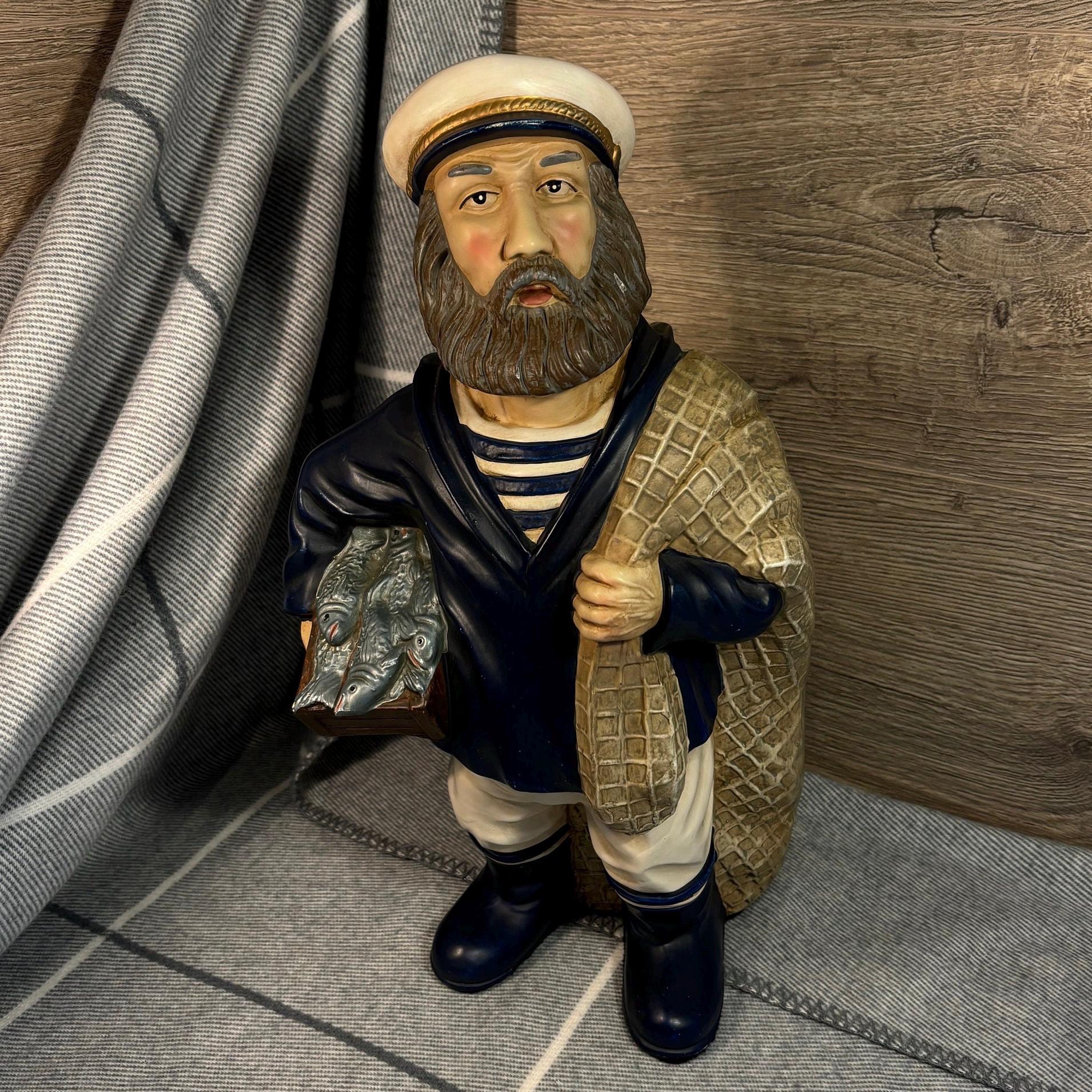 Vintage Large Sailor Fisherman Statue | Big Bushy Beard Boatman