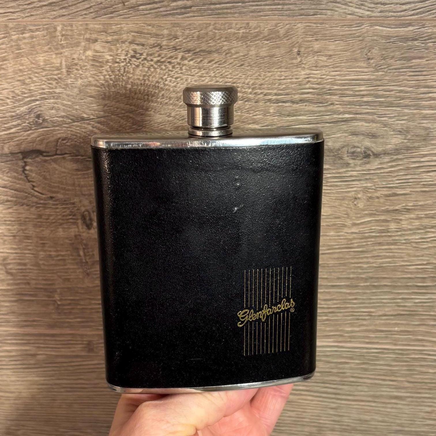 Vintage Glenfarclas Stainless Steel Hip Flask Made in UK | Mid Century Gentleman's Essentials | MCM Tavern, Boozer and Public House Man Cave