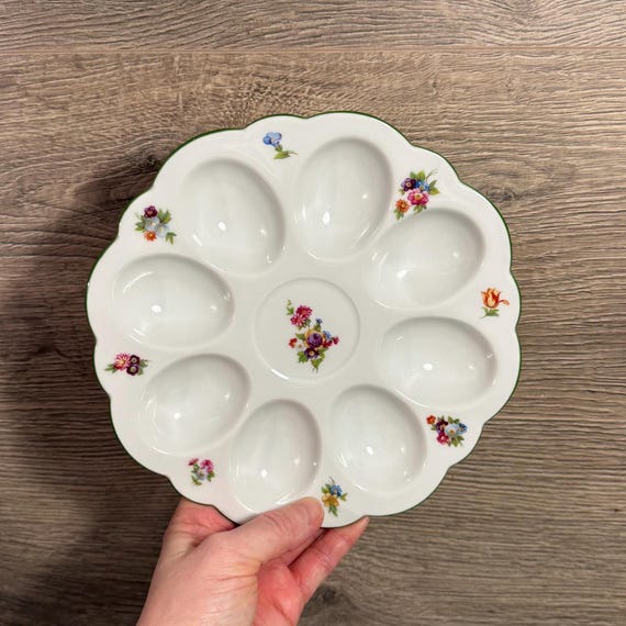 Vintage 1946 Leander RGK China De Bohème Deviled Egg Round Dainty