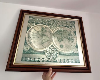 William Blaeu Gold Foil Reproduction of His 1605 Map of the World