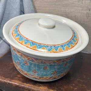 Vintage 1996 Churchill Jeff Banks 'Ports of Call' Range Kabul Earthenware Made in the UK Casserole Dish and Lid